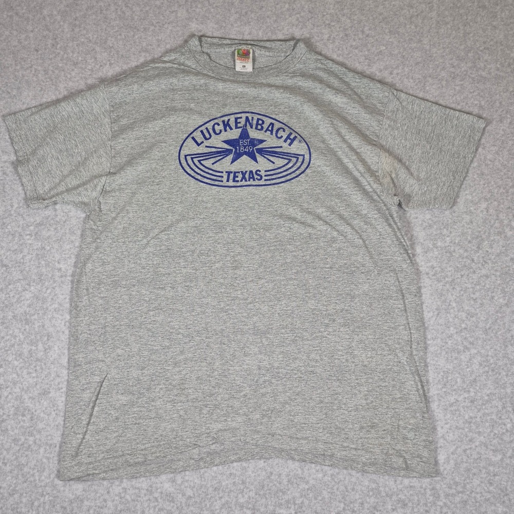 Y2K Fruit of the Loom T-Shirt Mens XL Gray 00's Luckenbach Texas Graphic Tee
